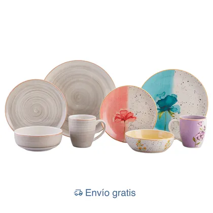 Vajilla Corona Combo Armonía + Caoba Gris 8 Puestos 32 Piezas