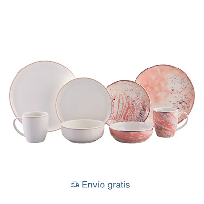 Vajilla Corona Combo Amani + Caoba Beige 8 Puestos 32 Piezas