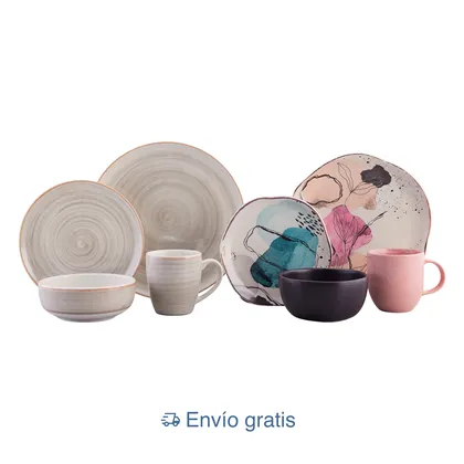 Vajilla Corona Combo Euritmia + Caoba Gris 8 Puestos 32 Piezas