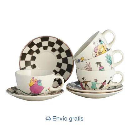 Set de Café / Té La Historia Está Servida by Marlene Montaner 4 puestos 8 piezas