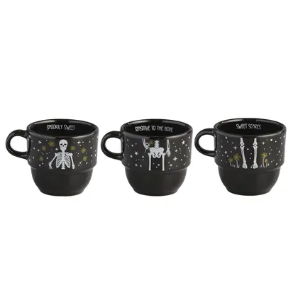 Set 3 Pocillos Apilables Halloween Esqueleto 201.4ml