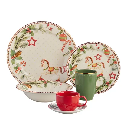 Combo Vajilla Dulce Navidad + Set de Café / Té Dulce Navidad 4 puestos 8 piezas