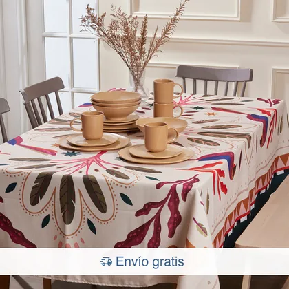 Combo Vajilla Marfil 4 puestos 16 piezas + Mantel Selvatica