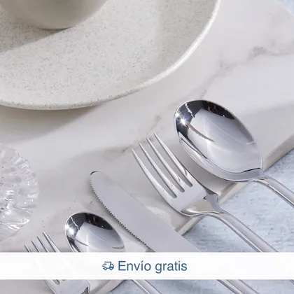 Combo Vajilla Orión 4 puestos 16 piezas + Set 20 Cubiertos Gobi Plata