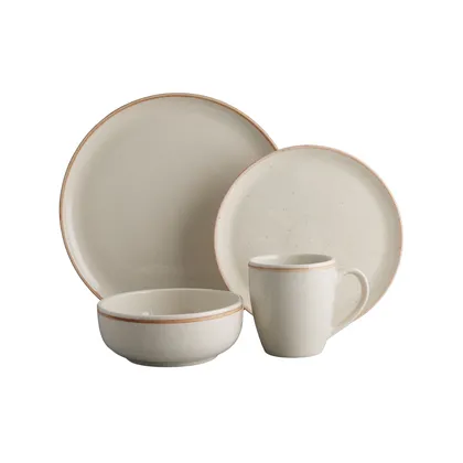 Vajilla Corona Caoba Beige 4 puestos 16 piezas