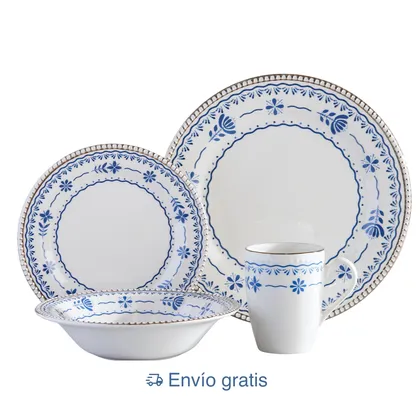 Vajilla Corona Aurelia 4 Puestos 16 Piezas
