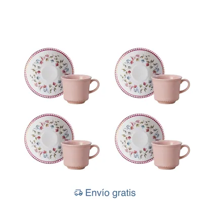 Set de Café / Té Malena 4 puestos 8 piezas