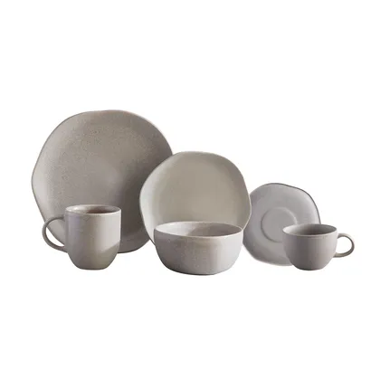 Vajilla Concreto 4 puestos 16 piezas + Set de Té Concreto 4 puestos 8 piezas
