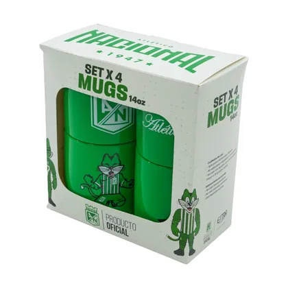Set x 4 Mug 14Oz Verde Atletico Nacional