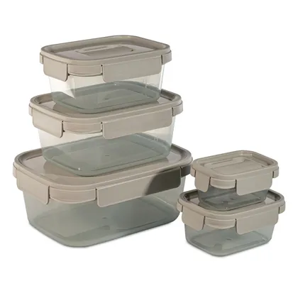 Set X 5 Hermeticos Encajables \230 Ml - 500Ml - 920 Ml - 1.6L - 2.7L