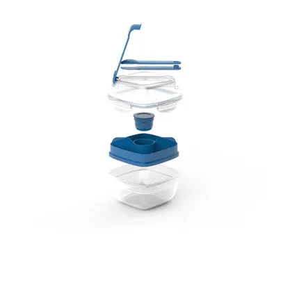 Recipiente Para Ensalada 3 En 1 - 950 Ml Azul