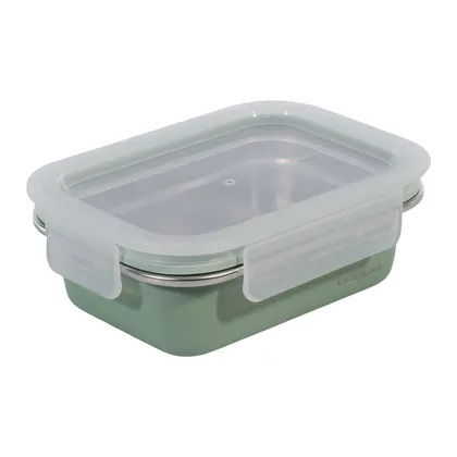 Recipiente En Acero Inoxidable Rectangular 600Ml Verde Claro