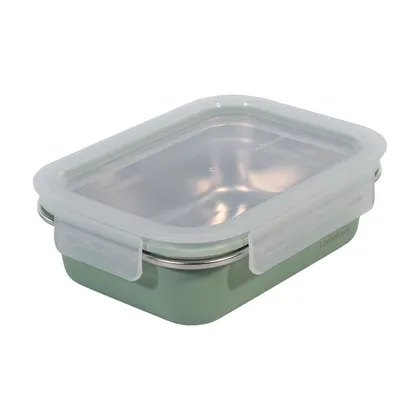 Recipiente En Acero Inoxidable Rectangular 400Ml Verde Claro