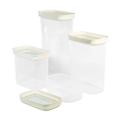 Set X 4 Recipientes Rectangulares Para La Alacena - Natural