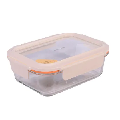Recipiente De Vidrio Rectangular 1000Ml Blanco Hueso