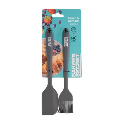 Set X 2 Brocha Y Espatula Silicona Bs 21 Y 22 Cm Gris