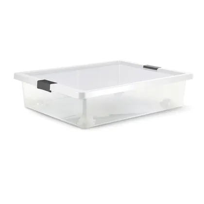 Caja organizadora plástica con broches y ruedas 28 L