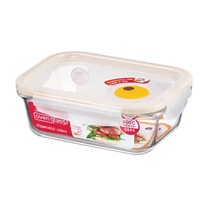 Recipiente rectangular En Vidrio con Valvula de aire 630ml