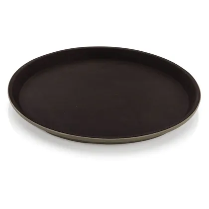 Bandeja Plastica Autoservicios con Antideslizante Redonda 36cm Cafe
