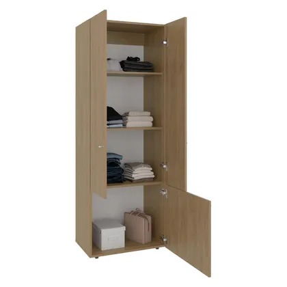 Closet Beico II, Fresno Europeo y Blanco Duqueza, Con Tres Puertas Abatibles y Cuatro Entr