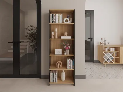 Biblioteca Milán, Fresno Europeo y Wengue, con Cinco Entrepaños