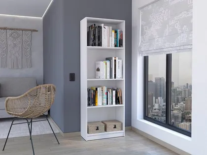 Biblioteca Home, Blanco Duqueza, con Cuatro Entrepaños
