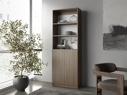 Biblioteca Home, Milan y Blanco Duqueza, con Cinco Entrepaños y Dos Puertas Abatibles