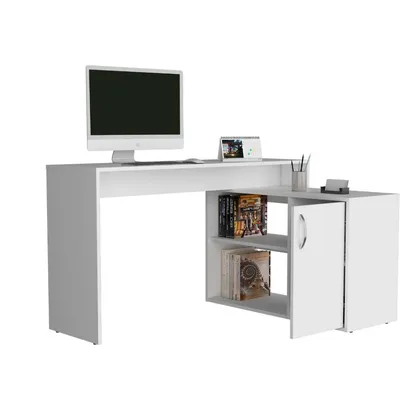 Escritorio Axis Eco, Blanco Duqueza, con amplio espacio de trabajo