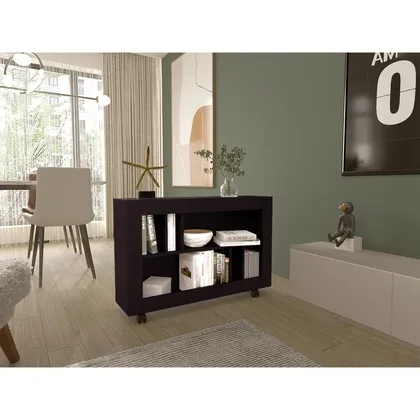 Mesa Auxiliar Joge, Wengue, con espacio para guardar objetos como libros y decoracion ZF