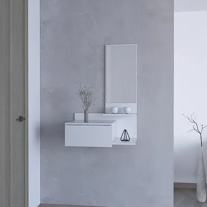 Mesa Flotante Recibidor Viena, Blanco, con un Cajón