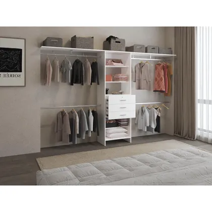 Closet Abierto Leda, Blanco, Con Cuatro Tubos Cromados ZF