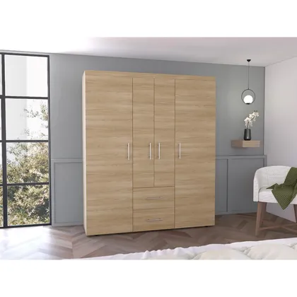 Closet Bariloche Bombay Eco, Fresno Europeo y Wengue , con Variedad de Entrepaños y Cuatro