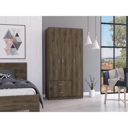 Closet América, Avellana y Blanco, Con Dos Cajones y Variedad De Entrepaños