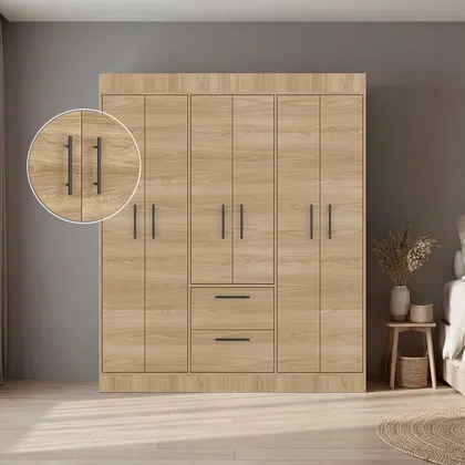 Closet Aura, Fresno Europeo y Wengue, con 6 puertas y 2 cajones