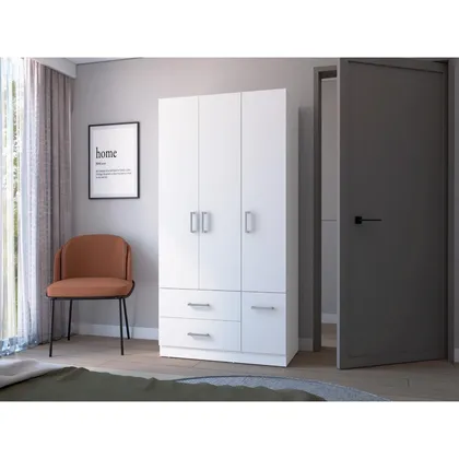 Closet Cebres, Blanco, Con Cuatro Puertas y Dos Cajones ZF