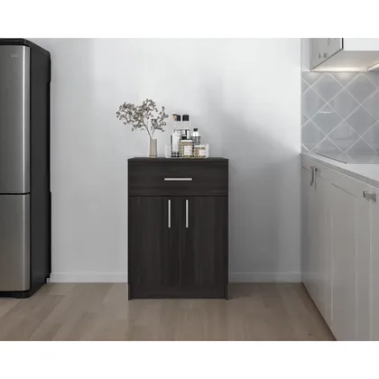 Mesa Auxiliar de Cocina Mayorca, Kronos Nogal, con espacio para guardar insumos ZF