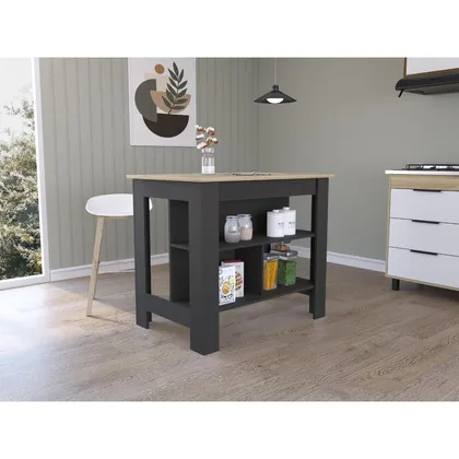 Barra de Cocina Cala, Wengue y Café Claro, Con amplia superficie en la mesa ZF