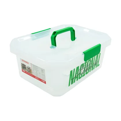 Caja Organizadora Estrabox con Manija 11L Natural Verde Atlético Nacional