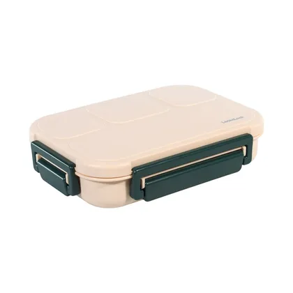 Recipiente Plástico Rectangular Con 4 Divisiones 1000Ml Verde To Go