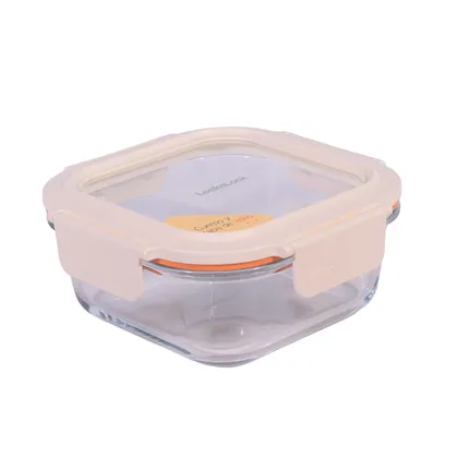Recipiente De Vidrio Cuadrado 750Ml Blanco Hueso