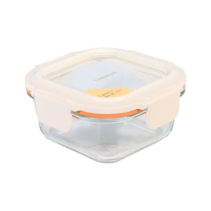 Recipiente De Vidrio Cuadrado 500Ml Blanco Hueso