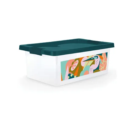 Caja Organizadora Con Broches 37L Natural Azul Laura Diez Pelicanos