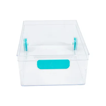 Organizador de nevera con ruedas.Grande. Transparente-Azul
