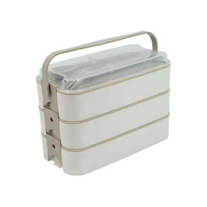 Set De Recipientes Con Manija 420 ML 3 Unidades Beige