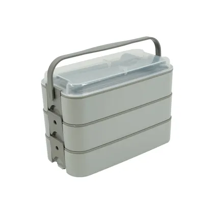 Set De Recipientes Con Manija 420 ML 3 unidades Gris
