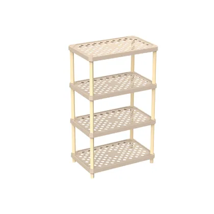Estanteria Con Entrepaño Plástico Rombo 4 Niveles Beige