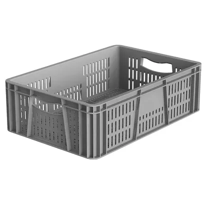 Canastilla plastica toda lineal (fruver) de 60x40x18 cm-Gris