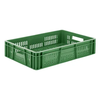 Canastilla plastica toda lineal (fruver) de 60x40x13 cm-Verde