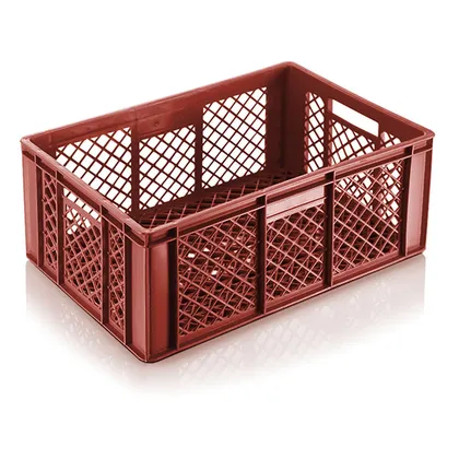 Canastilla plastica fondo rombo pared rombo 60x40x25 cm-Vino tinto