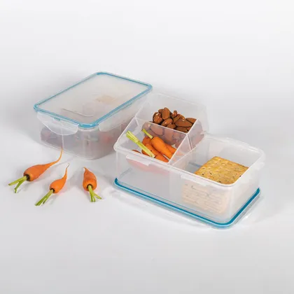 Recipiente Plastico Rectangular Con Division Classic 1L transparente